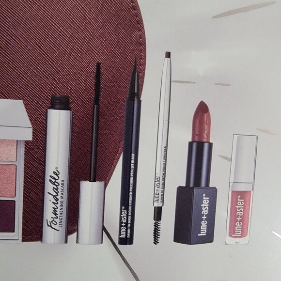 Lune + Aster Fabulous in Five Makeup Set in Bordeaux Bag New in Box Create